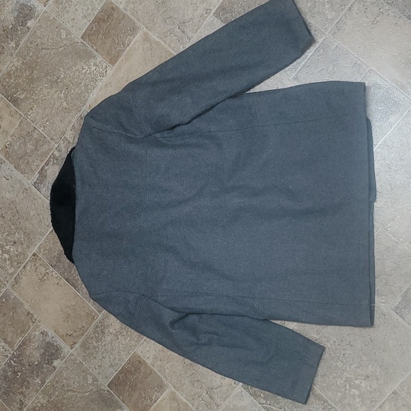 Vintage 1960's Cresco Craftsman Gray Wool Black Faux Fur Collar Peacoat - Picture 6 of 12